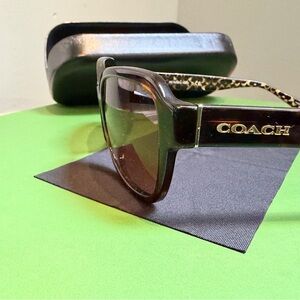 Coach Dark Brown Sunglasses with iconic logo Accents, tortoise shell